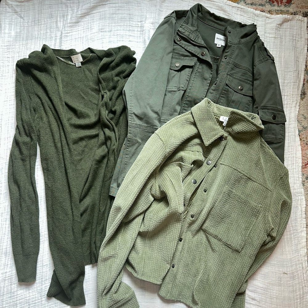 Bundle of Olive Green Jacket & Cardigan Set - AVLN Studio Kensie Jeans A New Day